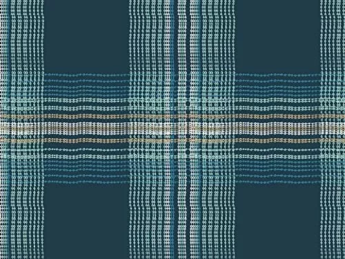 Close-up of a fine semi-sheer voile in a blue plaid, the thin yarns of the plain weave visible one by one.